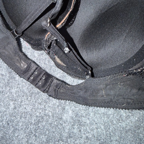 Victoria's Secret Vintage Black Red Lace & Roses Mesh Padded Underwire Bra 32B - Picture 4 of 4